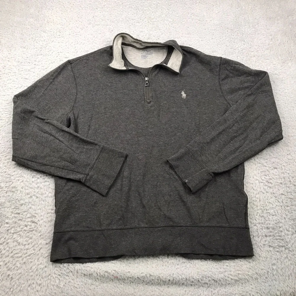 Polo Ralph Lauren Performance 1/4 Zip Pullover Mens M Heather Gray Sweater *Flaw